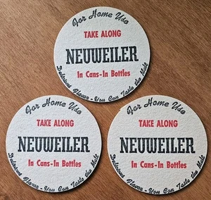 3 posavasos de cerveza vintage: NEUWEILER Light Lager, Cream Ale Allentown, Pennsylvania - Imagen 1 de 2