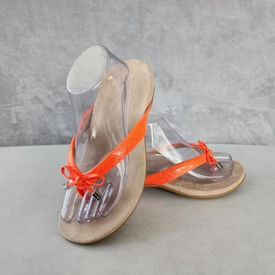 Сандалии женские Vionic размер 8,5 Bella оранжевые змеиная кожа бант комфортные шлепанцы - Изображение 1 из 4