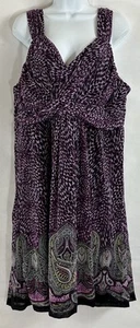 NWTs Apt. 9 Plus Sz 1X Purple Animal Paisley Cross Over Empire Dress Sleeveless - Picture 1 of 20