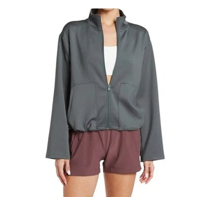 Chaqueta deportiva Zella gris con cremallera cuello embudo capa activa talla M Foto 1 de 4