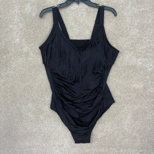 Swimsuits for All Black One Piece Swimsuit Size 22 Plus Size Fringe - Picture 1 of 8