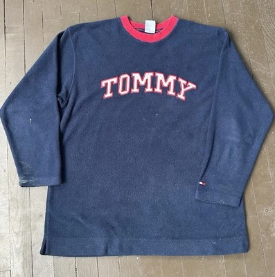 Vintage Tommy Hilfiger Longsleeve Fleece Shirt Navy Red Size XL - Image 1 of 4