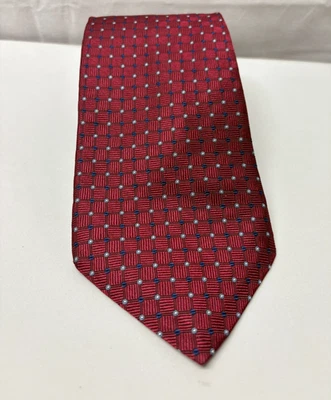 Corbata Brooks Basic de seda pura para hombre ~ roja ~ geométrica ~ ¡Hecha en Estados Unidos! Foto 1 de 2