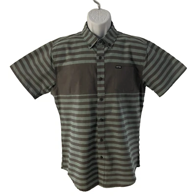 Camisa Zoo York Para Hombre Talla Mediana Manga Corta Camisa Azul Teal y Gris Abotonada Foto 1 de 4