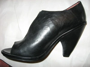 Luxury Rebel,Pump,Black Genuine LEATHER ,Wood 3"Heels, Rocker Booties, 8.5 M - Picture 1 of 9