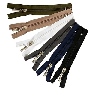 Black Navy Khaki Chunky White Zip No #5 Plastic Zipper Closed End 3.9 - 7.8 inch - Picture 1 of 7