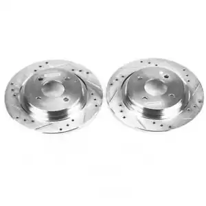 Disc Brake Rotor Set-Rear Drilled, Slotted and Zinc Plated Brake Rotor Pair - Picture 1 of 4