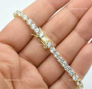 Lab Grown Diamond New Unique Tennis Mothers Gift Boho Bracelet Jewelry 10K Gold - Picture 1 of 14