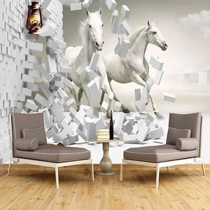 Fotomural no tejido papeles pintados murales 3d caballo blanco 1083 - Imagen 1 de 4
