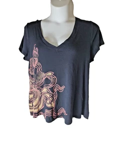 XCVI Wearables T-Shirt BLACK V NECK WITH BUTTERFLIES Womens Size 2X 5320 - Picture 1 of 6