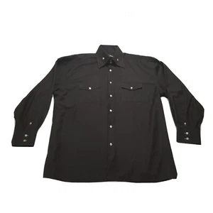 24/7 Plus Size 3X Mens Western Dark Brown Dress Shirt Button Up Long Sleeve - Picture 1 of 9