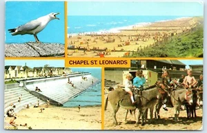 Postcard Chapel St Leonards Lincolnshire England Beach Donkeys posted 1975 - Picture 1 of 2