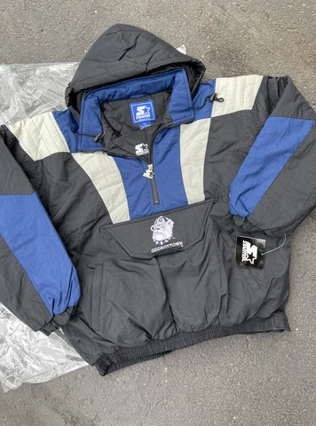 RARE! VTG NWT 90s Starter Georgetown Hoyas Pullover 1/2 Zip Jacket XL NEW NCAA Cover