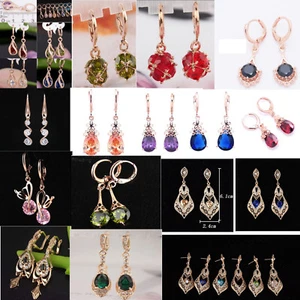 gold rose Ohrringe Ohrhänger Ear rings mit Strass Brisuren Ear studa - Bild 1 von 38