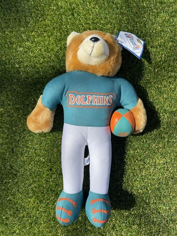 Vintage 1994 Good Stuff NFL Miami Dolphins Bear Plush 12" Cover