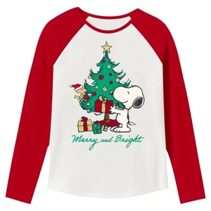 Peanuts Christmas Graphic Tee T Shirt Top Girls Snoopy Holiday Toddler 2T 3T 4t - Picture 1 of 2