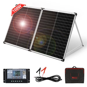 Dokio Solarpanel 100W 12v Faltbar Tragbare Kit für Camping Wohnmobil Batterie - Bild 1 von 9