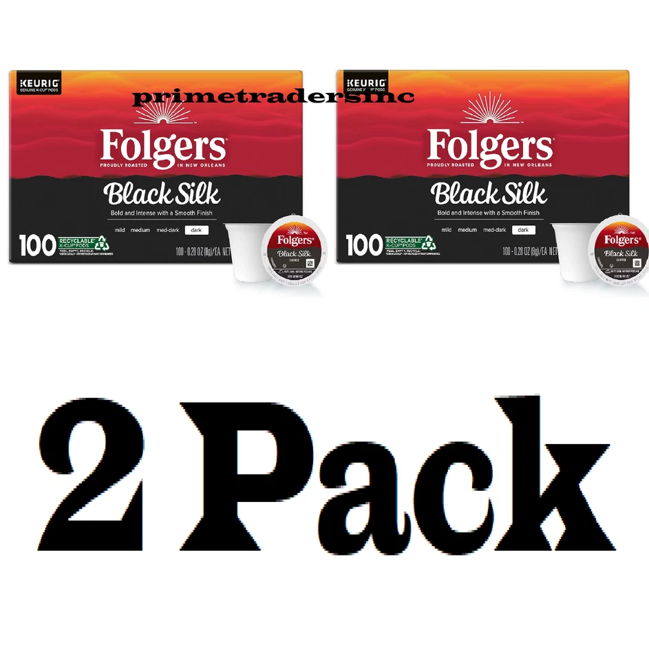 2 Pack - Folgers Dark Roast K-Cup Coffee Pods, Black Silk, 100 ct. - Image 1 of 4