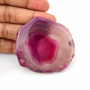 Natural Pink Agate Slice Druzy Geode Cabochon Gemstone Jewelry Use 204Cts SD-112 - Picture 1 of 5
