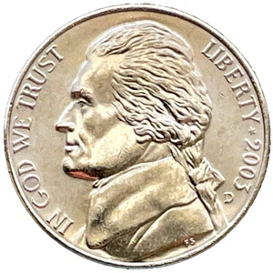 2003 Jefferson Nickel UNCIRCULATED MS COIN 5C Five Cents 2003D 2003 D 2003-D d - Picture 1 of 3