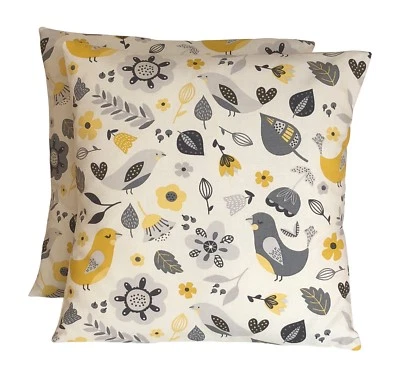 2 x Scandi Style Dalarna Ochre Grey Cushion Covers 16” 18” 20” 22” 24” - Image 1 of 3