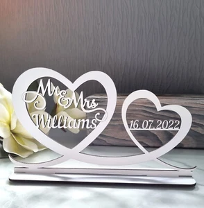 Regalo di nozze personalizzato Mr & Mrs Loveheart targa ornamentale per sposi - Foto 1 di 5