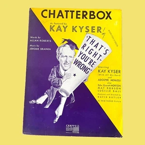 Kay Kyser Chatterbox Sheet Music Thats Right You’re Wrong Roberts Branin Vintage - Picture 1 of 4