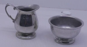 VINTAGE WILTON PEWTER CREAM & OPEN SUGAR SET, COLUMBIA, PA - Picture 1 of 9