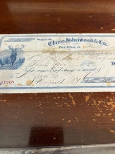 1873 Chas Ashwerwoods & Co Bank Draft Toledo OHio - Picture 1 of 2