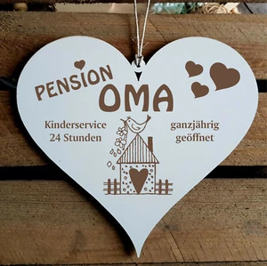 Schild Herz - Pension Oma Herzschild Zimmerdeko Willkommen Türschild 13x12cm ✔️ - Bild 1 von 3