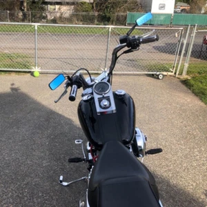 For Harley Davidson Softail FXST Black Rectangle Motorcycle Cruiser Side Mirrors - Foto 1 di 12