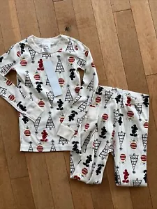 NWT Hanna Andersson Pajama Set 6 7 Disney Christmas Mickey 6 7 White Red Unisex - Picture 1 of 3