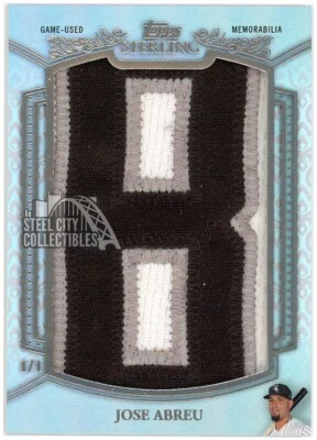 Jose Abreu 2021 Topps Sterling Game-Used Jersey Letter Patch Card #JLP-JAB 1/1 - Image 1 of 2