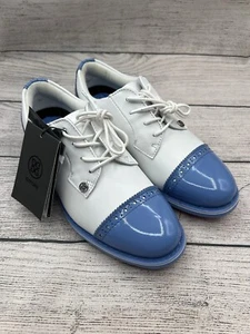 G/Fore Cap Toe Gallivanter Golf Shoes Womens 6.5 Carolina Blue White G4LS22EF04 - Picture 1 of 10