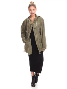 Wom M FREE PEOPLE Anorak Joshua Tree Oversized Canvas Army Green Cargo Jacket - Picture 1 of 12