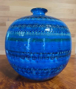 FLAVIA Italy Rimini Blu Style Blau Keramik Vase 9,4 im Revival Aldo Londi Design - Bild 1 von 3