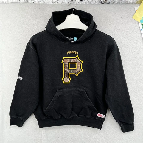 Pittsburgh Pirates Pullover Hoodie Sweatshirt Womens Medium Spellout Stitches Cover