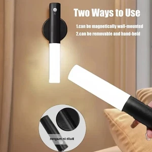2pcs Motion Sensor LED Night Light Magnetic Wall Lamp USB Rechargeable Stick-On - Picture 1 of 12