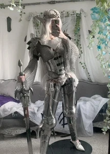 Set Armatura Cavaliere Femminile Medievale - Costume Cosplay Pronto per la Battaglia Set Completo - Foto 1 di 7