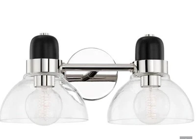 Hudson Valley Lighting Camile-Mitzi 2 光抛光镍/玻璃壁灯 — 第 1/4 张图片