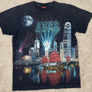 Hongkong Hemd Herren S schwarz City Skyline Retro vorne hinten All Over Print China - Bild 1 von 7