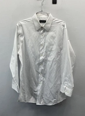 Via Europa White Textured Pinstripe Dress Shirt Wrinkle Resistant Men's L 16.5 - Image 1 of 4