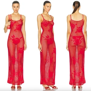 Heavy Manners | NWT Say It with Flowers Red Crochet Knit Maxi Dress M - Picture 1 of 15