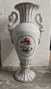 Vaso Fiori Anfora Porcellana e rifiniture dorate manici a Forma Di Donna Vintage - Foto 1 di 6