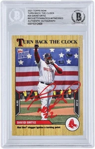 David Ortiz Boston Red Sox Signed 2021 Topps Now #20 Beckett Card w/HOF 22 Insc - Picture 1 of 3