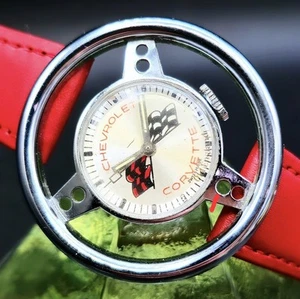 Vintage CORVETTE 1970's Old England Steering Wheel Swiss Superb Men's Watch !! - Picture 1 of 3