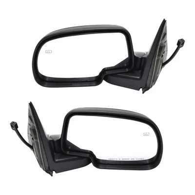 Side View Mirrors Power Heated Smooth Black with Puddle Pair For 00-02 Chevy GMC - Image 1 of 4