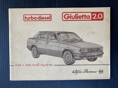ALFA ROMEO GIULIETTA 2.0 TURBO DIESEL manuale uso manutenzione originale - Immagine 1 di 4