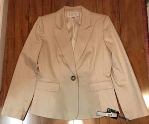 NWT Tahari Tan Blazer With Pinstripe Lining Sz 10 - Picture 1 of 4
