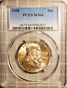 1958 Silver Franklin Half-dollar MS 64 PCGS # 45063831 + Bonus - Picture 1 of 2